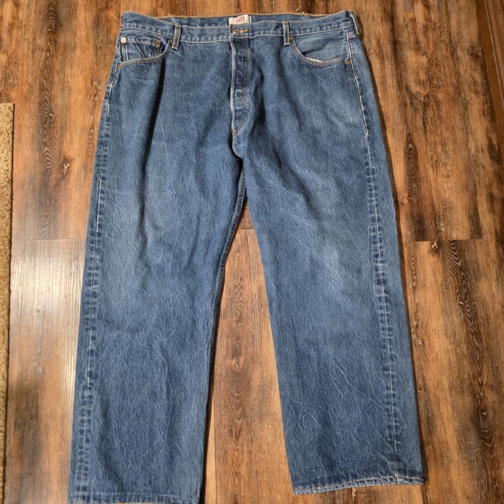 Levis 501 Jeans Mens 46x34 Dark Wash Button Fly Straight Y2K Workwear